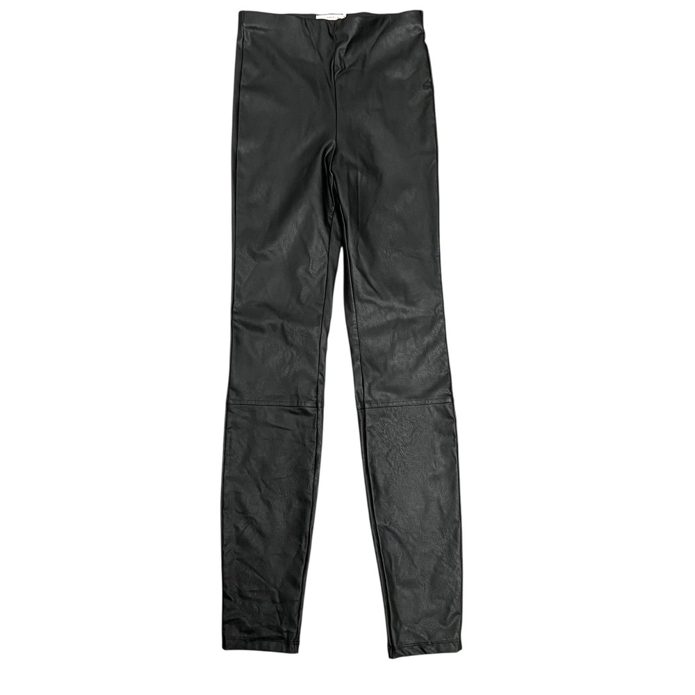Good American Pants Womens 1 (S) Black Good Legs Faux Leather Leggings High Rise